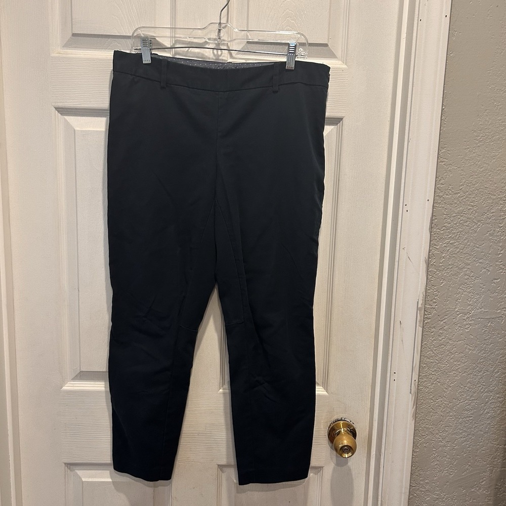 Maison Jules Blue Indigo Navy Tapered Pants Women's 12 Side Zip Mod Ankle‎ Zip